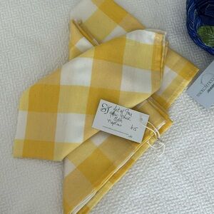 Set of Four- Yellow Check Cloth Dining Napkins